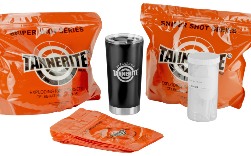 Tannerite 10 LB Gift Pack, 10 Pounds of Tannerite, 20 Load Your Own Targets, 1 Tannerite Tumbler GPACK10