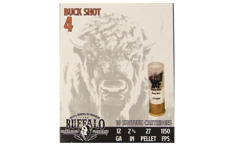 The Buffalo Cartridge Company 12 gauge 2-3/4'' 27 pellet 4 buck shot 10/box
