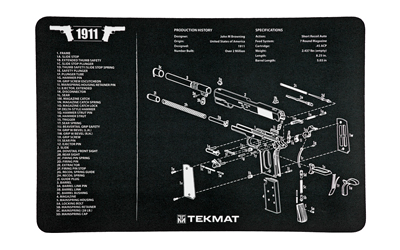 TekMat 1911 Pistol Mat, 11"x17", Includes Small Microfiber TekTowel, Black, Packed In Tube TEK-R17-1911