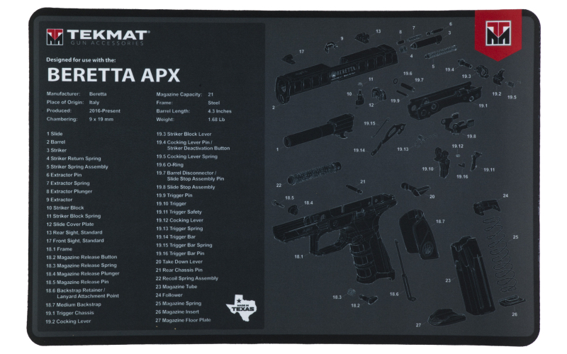 TEKMAT PSTL MAT FOR BERETTA APX BLK