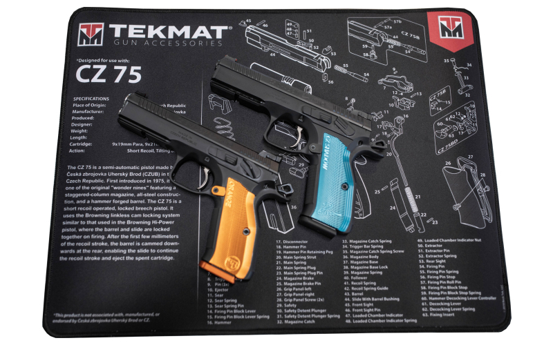 TekMat Cleaning Mat, Pistol Size, 11"x17", For CZ-75, Black TEK-R17-CZ75