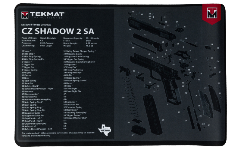 TekMat Cleaning Mat, Pistol Size, 11"x17", For CZ Shadow , Black TEK-R17-CZSHDW2