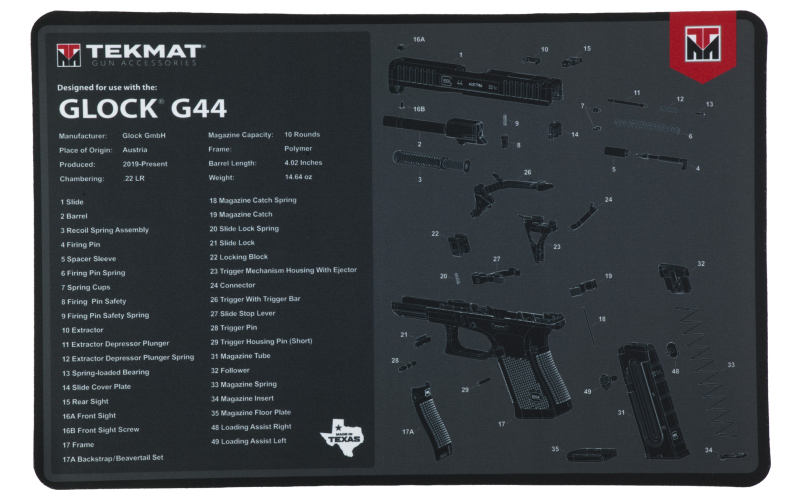 TEKMAT PSTL MAT FOR GLOCK 44 BLK