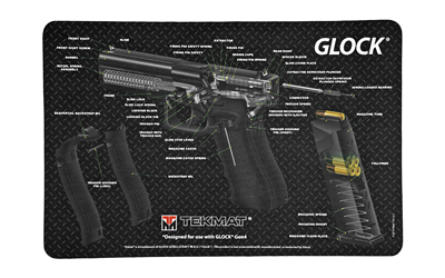 TekMat Pistol Mat For Glock, 3D Cut Away, 11"x17", Black,  Includes Small Microfiber TekTowel, Packed In Tube TEK-R17-GLOCK-CA