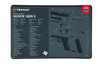 TekMat Original Mat, For Glock Gen 3, Cleaning Mat, Thermoplastic Surface Protects Gun From Scratching, 1/8" Thick, 11"x17", Tube Packaging, Black TEK-R17-GLOCK-G3