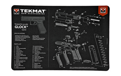 TekMat Pistol Mat For Glock Gen 5, 11"x17", Black, Includes Small Microfiber TekTowel, Packed In Tube TEK-R17-GLOCK-G5