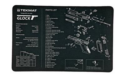 TekMat Pistol Mat For Glock, 11"x17", Black, Includes Small Microfiber TekTowel, Packed in Tube TEK-R17-GLOCK