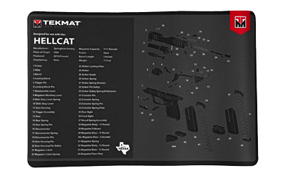 TekMat Original Mat, Springfield Hellcat, Cleaning Mat, Thermoplastic Surface Protects Gun From Scratching, 1/8" Thick, 11"x17", Tube Packaging, Black TEK-R17-HELLCAT