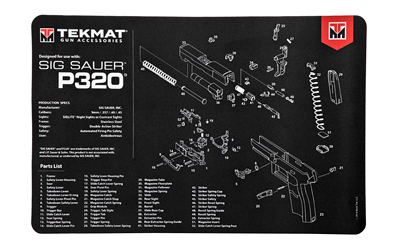 TekMat Sig P320 Pistol Mat, 11"x17", Black, Includes Small Microfiber TekTowel, Packed In Tube TEK-R17-SIGP320