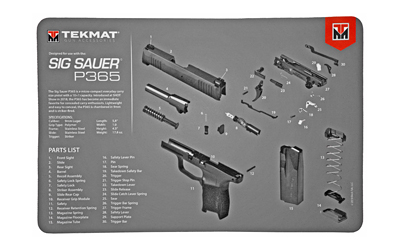 TekMat Sig P365 Pistol Mat, 11"x17", Black, Includes Small Microfiber TekTowel, Packed in Tube TEK-R17-SIGP365