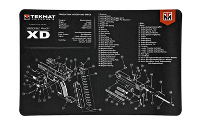 TekMat Springfield XD Pistol Mat, 11"x17", Black, Includes Small Microfiber TekTowel, Packed In Tube TEK-R17-XD