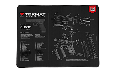 TekMat Ultra Mat, For Glock Gen 5, Cleaning Mat, Thermoplastic Surface Protects Gun From Scratching, 1/4" Thick, 15"X20", Tube Packaging, Black TEK-R20-GLOCK-G5