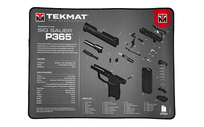 TekMat Ultra Mat, Sig Sauer P365, Cleaning Mat, Thermoplastic Surface Protects Gun From Scratching, 1/4" Thick, 15"X20", Tube Packaging, Black TEK-R20-SIGP365
