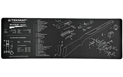 TekMat Ruger 10/22 Rifle Mat, 12"x36", Black, Includes Small Microfiber TekTowel, Packed In Tube TEK-R36-1022