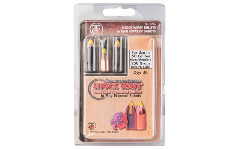 Thompson Center 50 caliber 250gr polymer tip spire point sabot 30/box