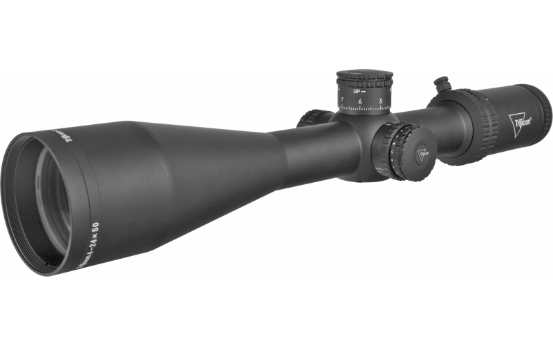 Trijicon Tenmile 4-24x50mm Second Focal Plane Riflescope with Red LED Dot, MRAD Ranging, 30mm Tube, Matte Black, Exposed Elevation Adjuster with Return to Zero Feature TM42450-C-3000007