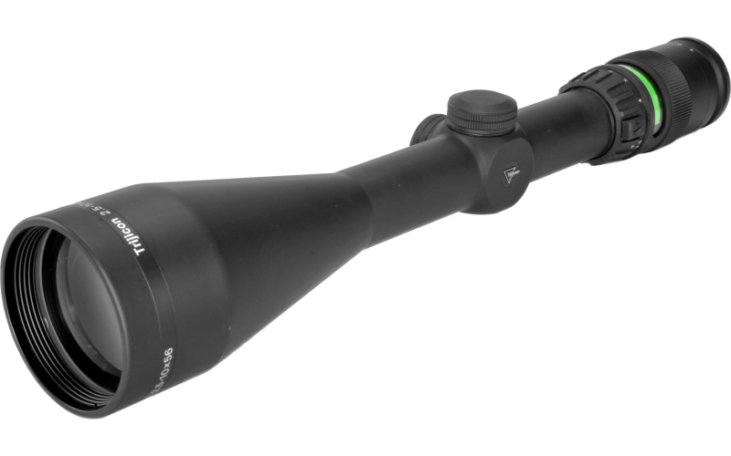 Trijicon AccuPoint 2.5-10x56mm Riflescope with BAC, Green Triangle Post Reticle, 30mm Tube, Matte Black, Capped Adjusters TR22G