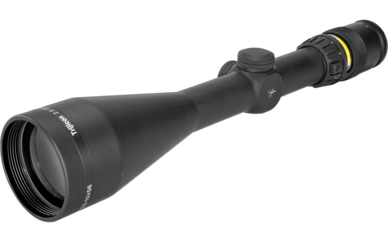 Trijicon AccuPoint 2.5-10x56mm Riflescope with BAC, Amber Triangle Post Reticle, 30mm Tube, Matte Black, Capped Adjusters TR22