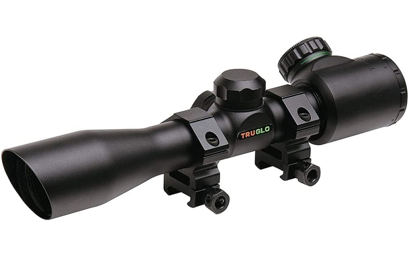 Truglo 4x32mm crossbow scope with weaver style rings - illuminated dual color reticle matte black