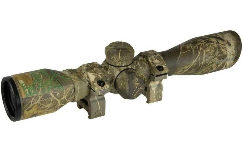 Truglo 4x32mm compact crossbow scope with weaver style rings - crossbow reticle camo