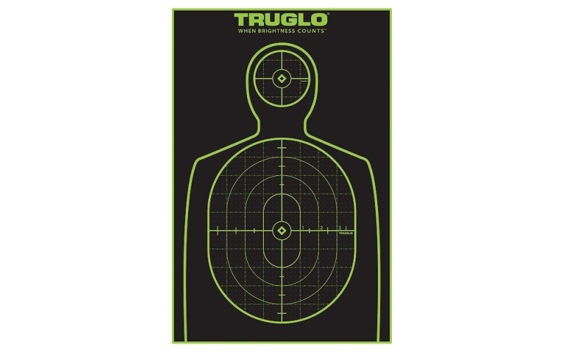 Truglo tru-see self adhesive targets - handgun 12x18 green 50 pack