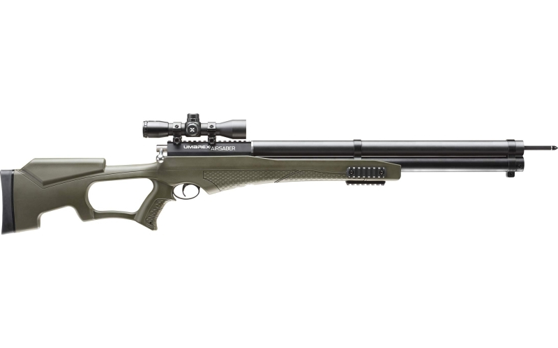Umarex AirSaber, Arrow Rifle, PCP Power Source, 480 Feet Per Second, Black/Green Colow, Polymer Stock, Includes Axeon 4x32 Scope 2252660
