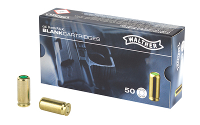 Umarex 9MM Blanks, For use with 9mm PAK self loading replica's only, 50 Round Box 2252753