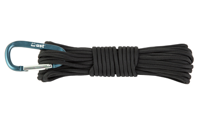 UST - Ultimate Survival Technologies Para 550 Utility Cord, 30 Foot, 100% Nylon, Includes Carabiner, Black 1146761