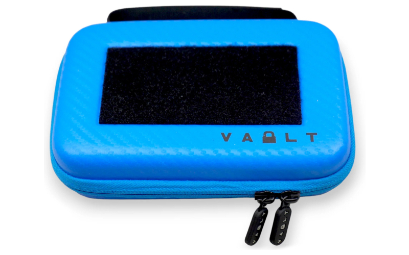 Vault Case Nano, Mini Case, 3 Removable Flex Panels, Velcro Top Lid Patch Panel, 7"x4.5"x2", Faux Blue Carbon Fiber Outer Shell VLTNANOBLUCBN