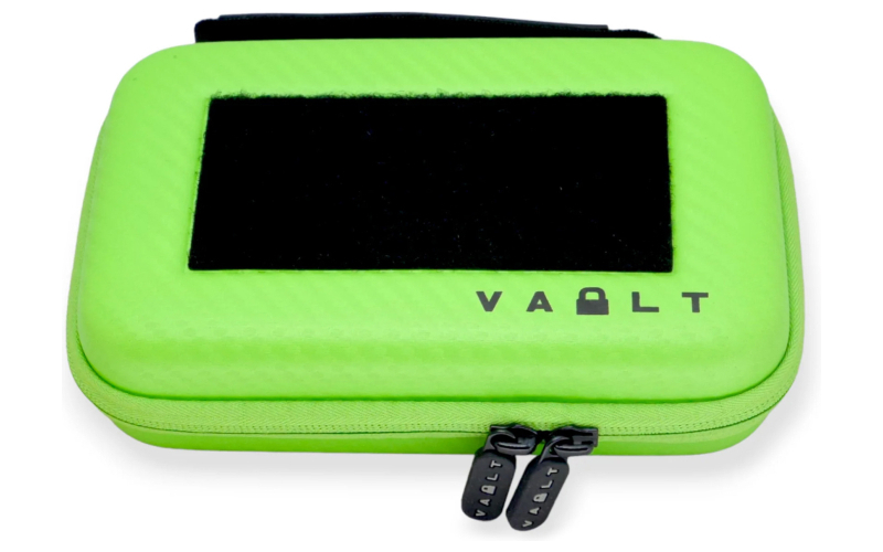 Vault Case Nano, Mini Case, 3 Removable Flex Panels, Velcro Top Lid Patch Panel, 7"x4.5"x2", Faux Green Carbon Fiber Outer Shell VLTNANOGRNCBN