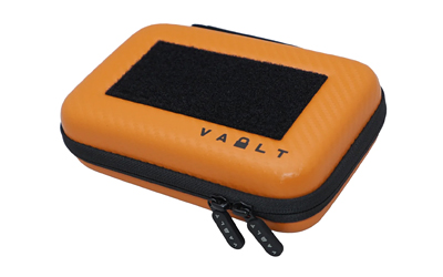 Vault Case Nano, Mini Case, 3 Removable Flex Panels, Velcro Top Lid Patch Panel, 7"x4.5"x2", Faux Orange Carbon Fiber Outer Shell VLTNANOORGCBN