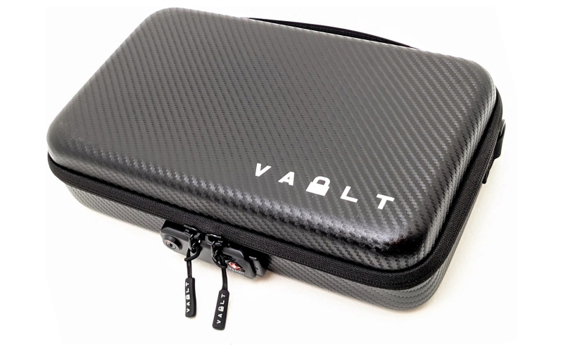 Vault Case Case Secure, Velcro Flex Panels, Elastic Holders, Combination Style Locking Mechanism, 11"x6.5", Faux Carbon Fiber Outer Shell, Includes Detachable Shoulder Strap VLTSECBN