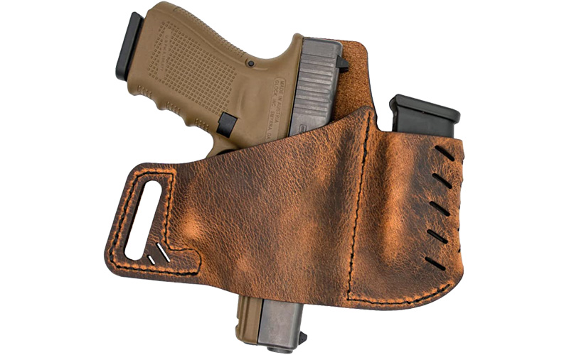 Versacarry Commander Series Water Buffalo Belt Holster, Includes Spare Mag Pouch, Fits Sub-Compact Handguns, Right Hand, Distressed Brown Leather 62103