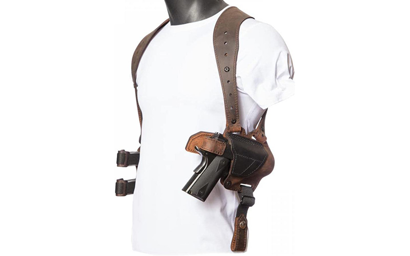 Versacarry Shoulder Holster Deluxe, Fits 1911 Pistols, Leather and Kydex, Distressed Brown, Right Hand SH22