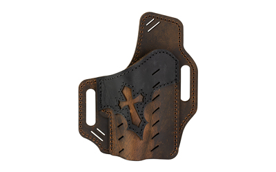 Versacarry Guardian Arc Angel, Outside the Waistband Holster, Fits CZ 2075 RAMI, Diamondback DB9, Glock 42/43/48, S&W Shield/Shield Plus and Shield EZ, Springfield XDs, Taurus GX4 and Similar Size Pistols, Leather, Distressed Brown, Right Hand UGA3BRN