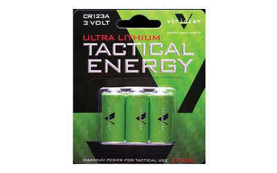 Viridian Weapon Technologies Battery, CR123A Lithium Battery, 3/Pack, Green 350-0006