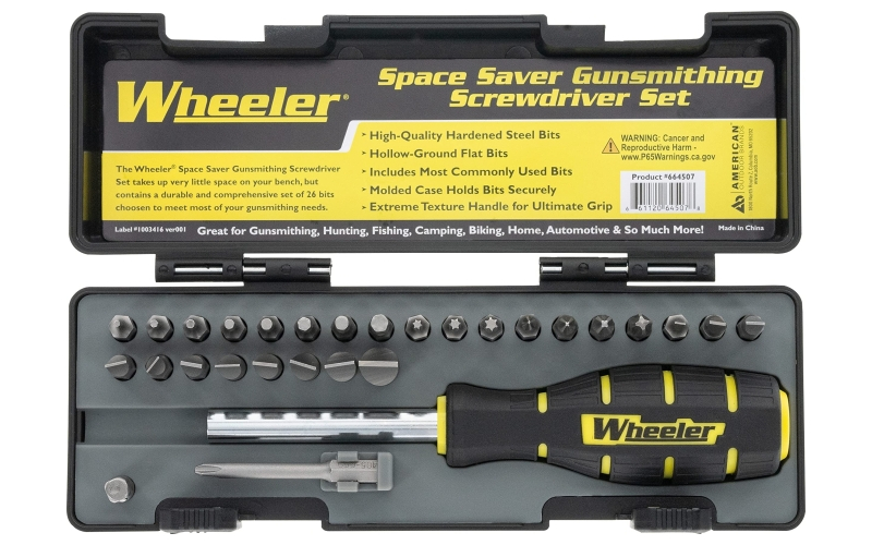 Wheeler Space Saver Gunsmith Screwdriver Set, Tool, With 26 Bits 664507