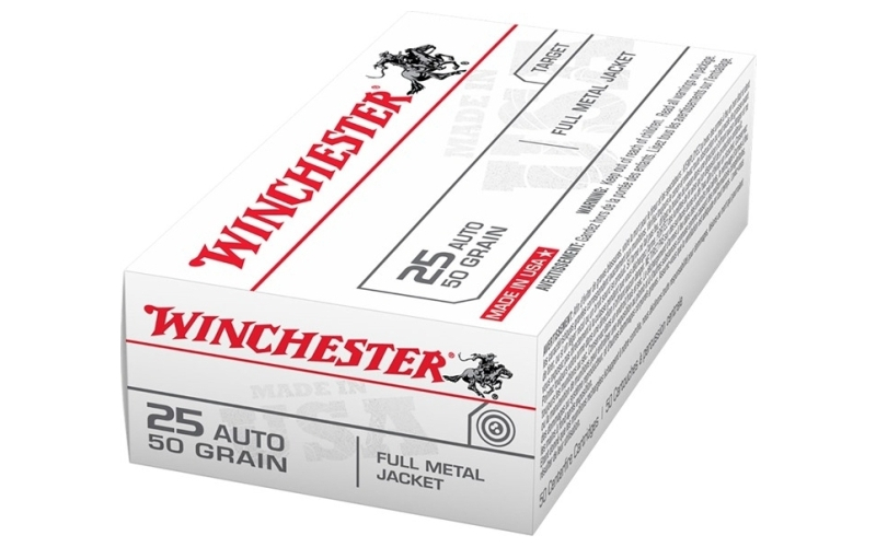 Winchester Ammunition 25 auto 50gr full metal jacket 50/box