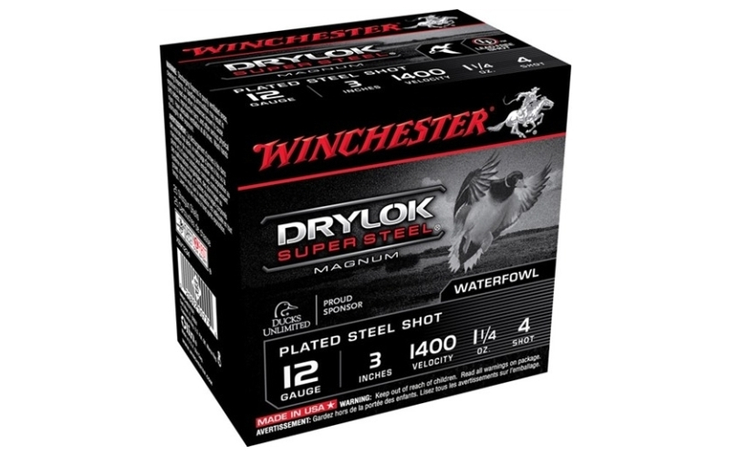 Winchester Ammunition 12 gauge 3'' 1-1/4 oz #4 steel shot 25/box