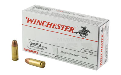Winchester Ammunition USA, 9X23 WIN, 124 Grain, Jacket Soft Point, 50 Round Box Q4304