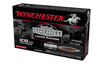 Winchester Ammunition Big Game Long Range, 308 Winchester, 168Gr, AccuBond LR, 20 Round Box S308LR