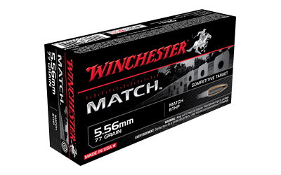 Winchester Ammunition Match, 556NATO, 77Gr, Boat Tail Hollow Point, 20 Rounds Per Box S556M