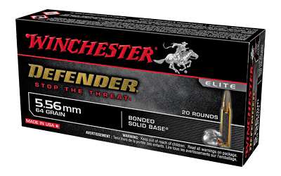 Winchester Ammunition Defender, 556NATO, 64Gr, Pointed Soft Point, 20 Round Box S556PDB
