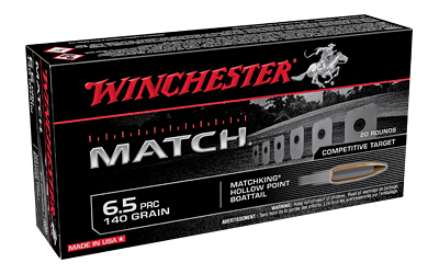 Winchester Ammunition Match Ammunition, 6.5 PRC, 140 Grain, Boat Tail Hollow Point, 20 Round Box S65PM