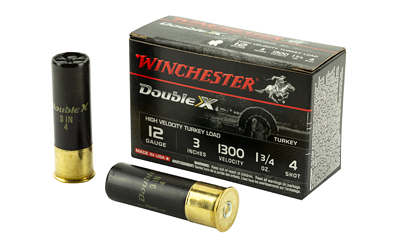 Winchester Ammunition Double X High Velocity, Turkey, 12 Gauge, 3", #4, 1.75oz, 10 Round Box STH1234Y