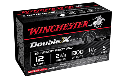 Winchester Ammunition Double X High Velocity, Turkey, 12 Gauge, 2.75", #5, 1.5 oz., Shotshell, 10 Round Box STH125