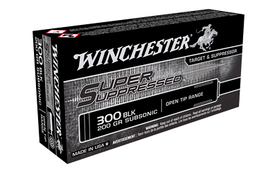 Winchester Ammunition Super Suppressed, 300 Blackout, 200 Grain, Open Tip, 20 Round Box SUP300BLK