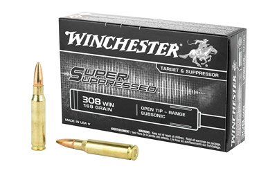 Winchester Ammunition Super Suppressed, 308 Win, 168 Grain, Open Tip, 20 Round Box SUP308