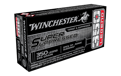 Winchester Ammunition Super Suppressed, 350 Legend, 260 Grain, Open Tip, 20 Rounds SUP350