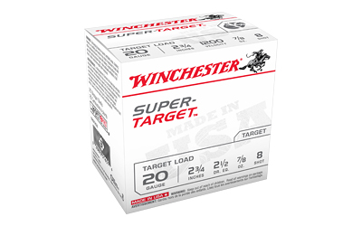 Winchester Ammunition Super Target, 20 Gauge 2.75", #8, 7/8 oz, 25 Round Box TRGT208